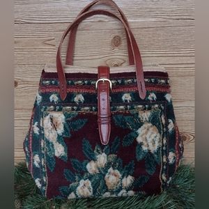 HAND SEWN CARPET RUG BAG MADE W VINTAGE & REPURPOSED MATERIALS CHRISTMAS GIFT!